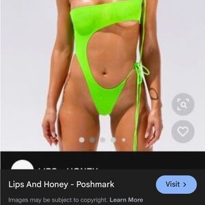 Lips and honey Neon Green Cutout Swimsuit brand new naomi